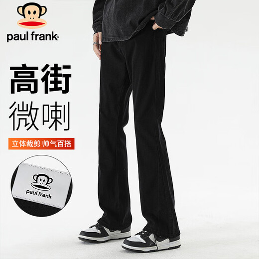 Big mouth monkey (paul frank) jeans men's autumn high street bootcut pants men's slim versatile casual pants men's pants black XL