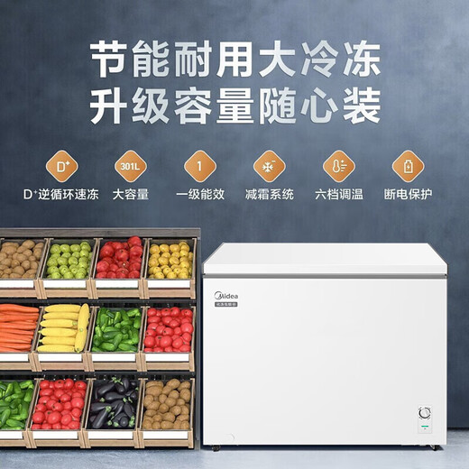 Minea 301 -Liter Home Horizontal großer Gefrierstecker Gefrierschrank mit großer Kapazität Kühlung um Konvertierung Gefrierschrank Horizontaler Gefrierschrank Minea Gefrierschrank 101 km (e) Weiß 101l