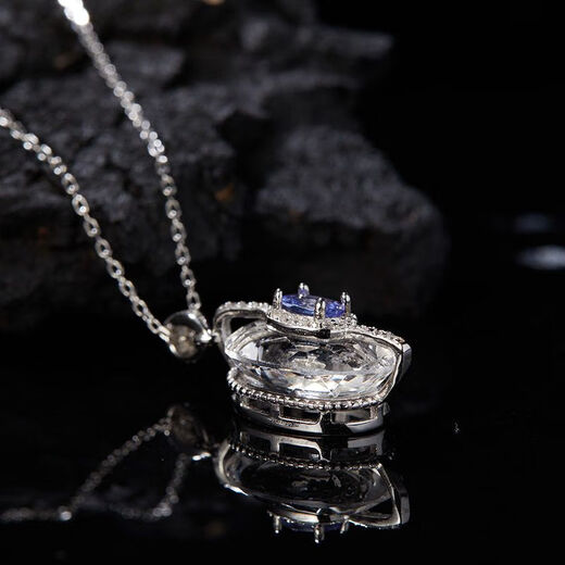 Shilian new design S925 sterling silver inlaid with natural tanzanite white crystal color treasure necklace women's high-end pendant necklace necklace