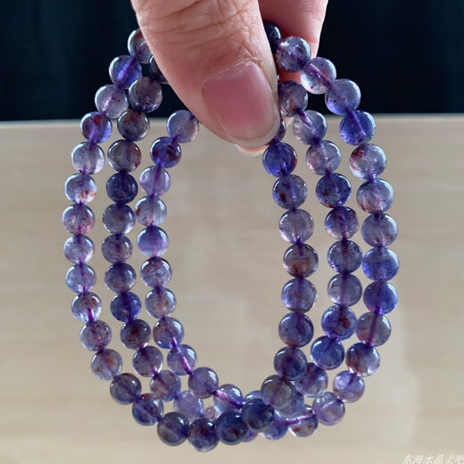 Shiyi natural see-through cordierite three-circle bracelet blue crystal tanzanite Buddha beads lapis lazuli blue crystal bracelet gift (S73) about 6-6.4mm