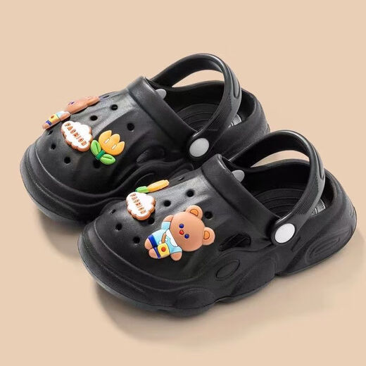 Hot style SpongeBob SquarePants children's clogs, parent-child slippers, new home boys, girls and babies indoor non-slip khaki-SpongeBob SquarePants 28, inner length 19cm, one size too large