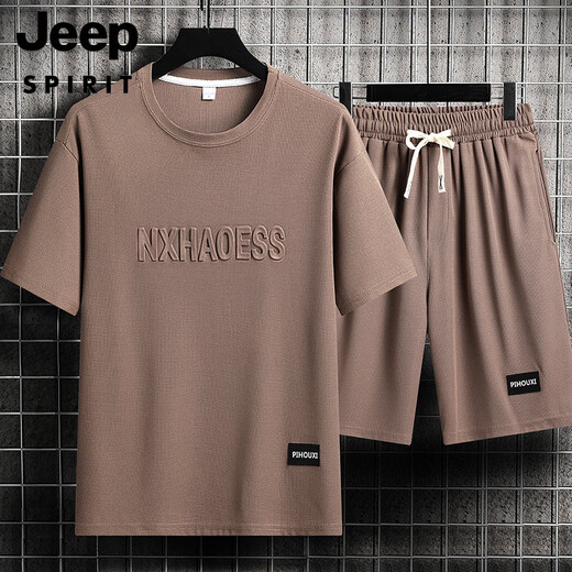 Jeep Spirit Summer Summer Summer Camiseta de manga corta para adolescentes SET SELLA DE ICLO DEL ICLO DE DOS PIEZAS SET DE SPORT SPORT SPORTSWEABLE CINTO POSTOS SET-TZ829 Green militar [superior + pantalones] M recomendado 90-110Jin [Jin equivale a 0.5 kg]