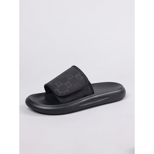 KLWP Slipper Herren Sommer 2025 Neue modische und vielseitige weiche Sohle Beachschuhe für Männer, die wasserdicht und tragensresistente Flip Flops schwarz 6189 38