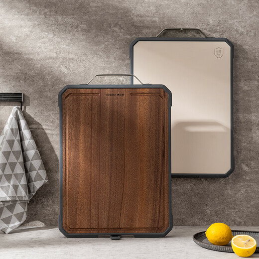 Konbach solid wood chopping board antibacterial and mildew-proof chopping board ebony PE double-sided cutting board large 43*30cm