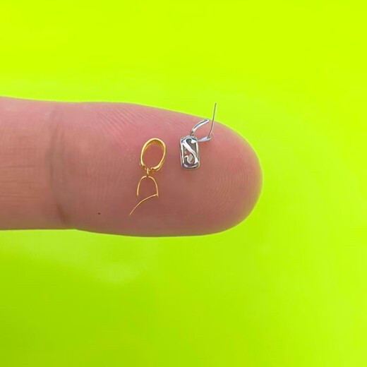 Pure 18K gold buckle head jadeite pendant buckle jade pendant clip buckle joint buckle diy accessories Au750 buckle clip buckle K white (oblique hole model)