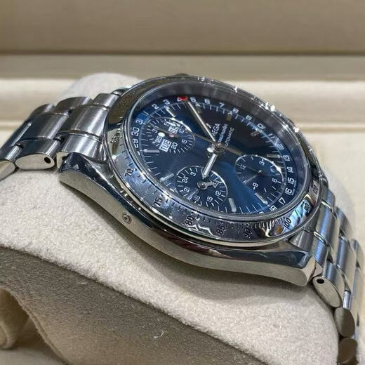 [SEGUNA HOMA 99 NUEVO] Reloj de hombres mecánicos automáticos de la serie Omega Omega Speedmaster, reloj de hombre de acero inoxidable, pantalla de fecha, reloj multifunción cronógrafo, cinturón de acero de disco azul de 39 mm 3523.80.00