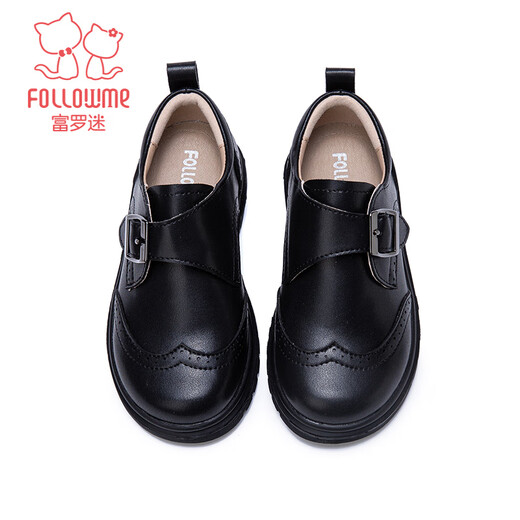 Fuluo Mi Children's Leather Shoes Spring and Autumn New Boys British Style Campus Performance Black Shoes Black 37