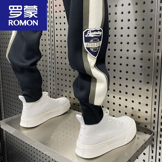 Romon (Romon) Gran tamaño 300 Jin [Jin equivale a 0.5 kg] lazos de empalme a rayas. Brand de moda de primavera y verano para hombres Pantalones casuales bordados de pies pequeños Harren Wai Black [Versión de actualización] 4xl 190-220 Jin [Jin es igual a 0,5 kg]