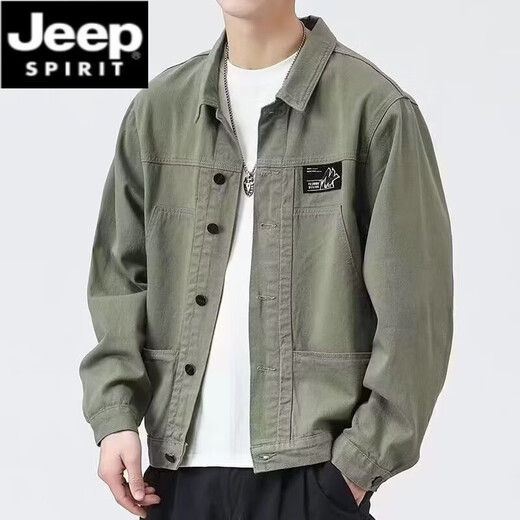 
JEEP SPIRIT jacket men's spring and autumn 2025 new shirt lapel autumn men's work jacket early autumn jacket top [upgrade version] K12806 khaki XL [recommended 128-140Jin [Jin equals 0.5 kg]]