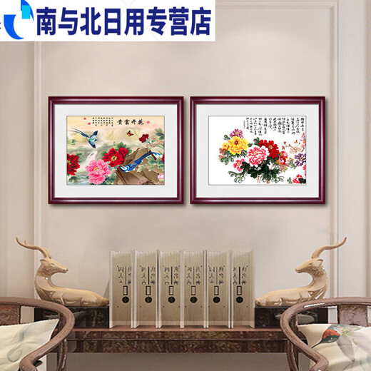 Junmohua Bloomssoms Fugui New Chinese-style meter box distribution box decorative painting living room dining room hanging painting switch box covering the wall 15849 Fugui Jixiang1