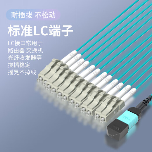 瑞畅捷康MPO-MPO多模光纤跳线8芯12芯24芯OM3/OM4一分四数据中心集束光纤MPO-LC万兆多模兼容MTP40G200G MPO-MPO 8芯【OM3-150】光纤跳线 1米