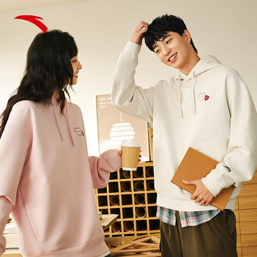 Anta (ANTA) hooded sweatshirt, the same style as men and women couples 2025 autumn new couple loose long-sleeved top 172528701 C3892 gray flower gray-1 S