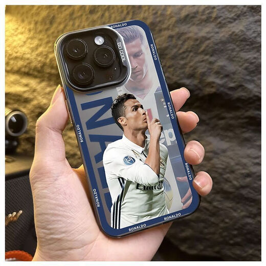 Xinni ist für C-Ronaldo-Mobilfunk-Hülle Geste Apple 16Pro/14/13/12/11/15PROMAX/Anti-Fall 7P/XS Mobiltelefon Hülle Farbe Silber Lazy Black-Cy673c Ronaldo Mobiltelefon Geste Apple 14Promax