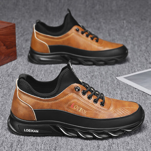 Yinfenglou Sommer große Männerschuhe im Freien für Bergsteiger von Leder ohne Schlupfsportschuhe Freizeit für Herren Arbeiten Schutzarbeit trendy Schuhe XP-AC3881 Schwarz Leder 42