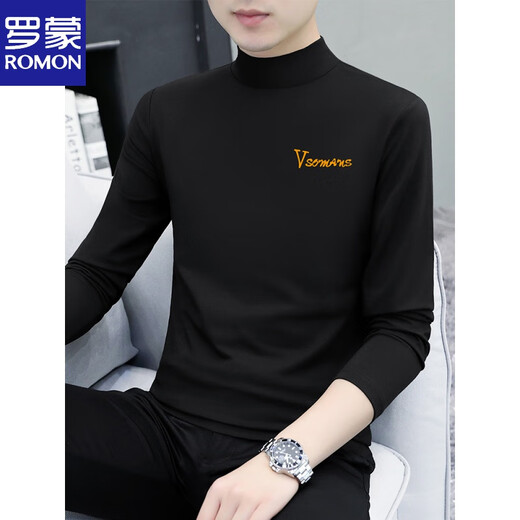 Romon reines Baumwoll halbe Rollkragenfleisch-Basishemd-Hemd-Langarm-T-Shirt T-Shirt Middle Collar Frühling und Herbst Herren Unterwäsche T-Shirt außerhalb Herbst Kleidung LH-Typc6187 Charcoal Grey M [vorgeschlagen 100-115jin [Jin gleich 0,5 kg]]