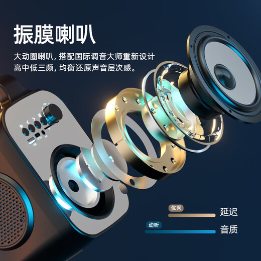 MI小米有品商城款2025新款手提三喇叭无线蓝牙音箱手机插卡户外重低 单喇叭标准版送充电线3523