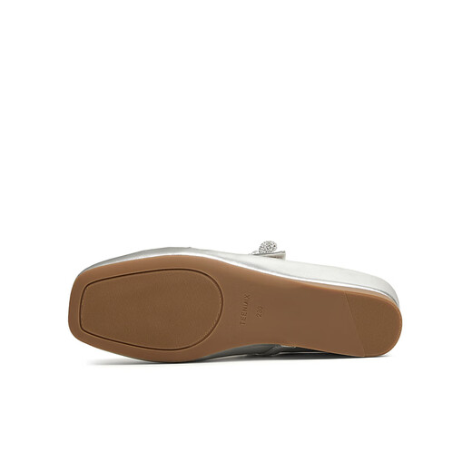 Tianmeiyi Mules Schuhe mit hoherhängender Frauen Sandalen Einkaufszentrum Gleiche französische Bag-Toe-Halbschneide 2025 Sommer BK841BH5 Silber (Schafkin) empfohlen, eine größere Größe 37 zu nehmen 37