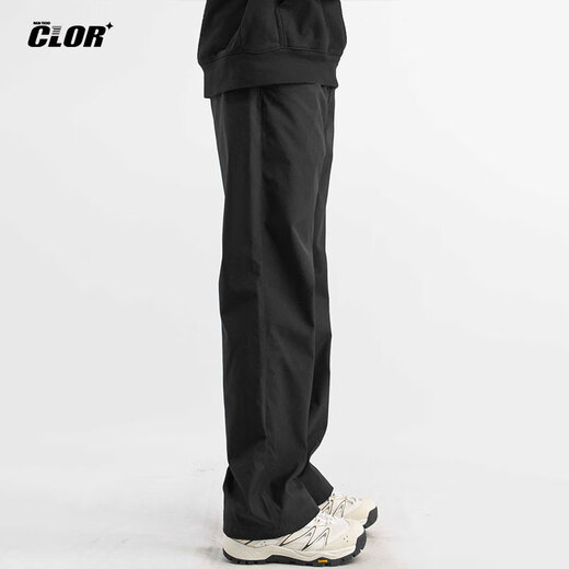 CLOR潮流工装裤男夏季休闲薄款裤子高街宽松运动直筒裤CL50黑色XL