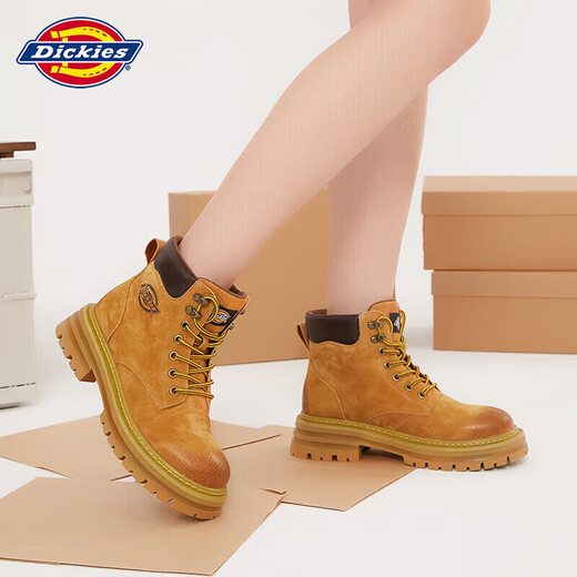 
Dickies women's Martin boots high top fashion couple boots versatile work boots for women yellow women's style-36