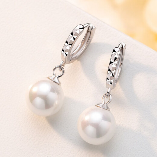Guanpu Pavilion Fat Donglai's same style pt950 platinum pearl earrings PT950 natural and feminine platinum earrings, earrings, earrings, platinum pearl printed earrings (pearls 9-10mm) partial