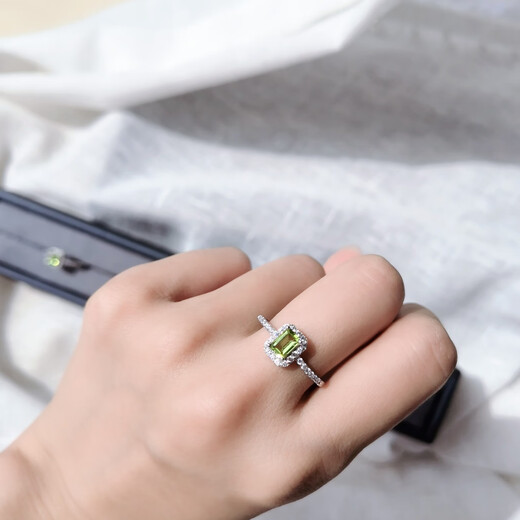 Library selection of emerald cut topaz, aquamarine, morganite, tourmaline, tanzanite classic surround set with 925 silver Seiko ring, aquamarine, adjustable opening