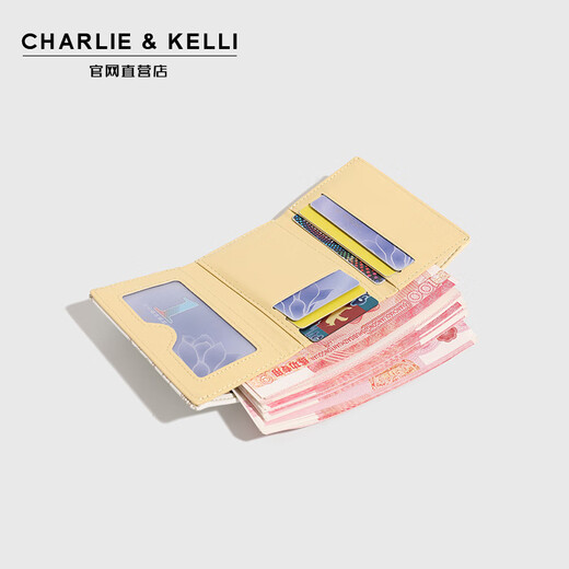 CHARLIE & KELLI官网 CK轻奢包包女包2025新款女士钱包小熊印花零钱包卡包 黄色