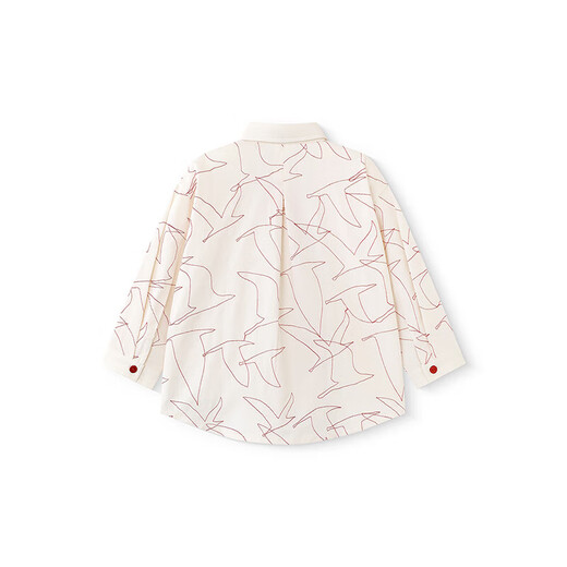 Ying's Haute Couture Series Children's Shirts Spring and Summer Mulberry Silk Long-Sleeved Shirts for Boys and Girls 2025 New Light Apricot White cm 110