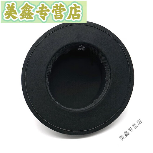 Lanlingfang rétro British Style Black Ribbon Plat Top Hat Hepburn Gentleman Jazz Hat Flat Brim Woolen Wide Brim Men and Women Hat Hat Top Flat Grey
