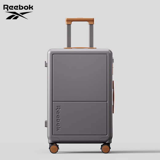 Reebok sharp walking suitcase PC trolley case multi-functional large capacity travel password case leather case English gray brown 24 inches