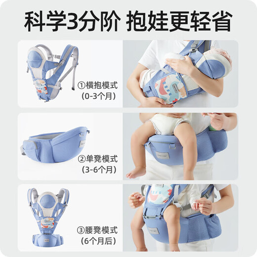Taburete de cintura Betas Correa para bebés Estilo de tacón frontal 0-36 meses de edad, artefacto de cintura para bebés de dos usos, Kass Gray