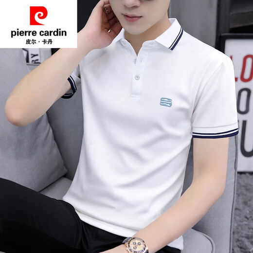 Pierre Cardin 2025 NUEVO COLLO HOMBRE COLLO CONTRO Top de verano Jóvenes informales de cuello pequeño Camiseta media manga moderna camisa de polo tostulada Verde S5012 3xl peso 160-180