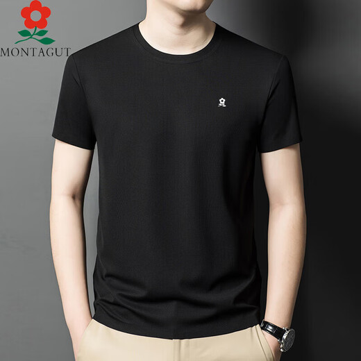 
MONTAGUT 2025 Spring and Autumn (MONTAGUT) short-sleeved T-shirt for men's mulberry silk traceless and non-iron men's T-shirt summer casual KSP-J13576 white L 170 [Suggested 115-130Jin [Jin equals 0.5 kg]]