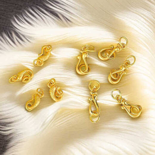 Time Bird 18k Gold Bracelet Button Head Button Connector Accessories Pearl Necklace Buckle Clip Imitation 18k Gold DIY Gold Pendant Buckle Phoenix Buckle (6.5*16mm*Ring 6mm)