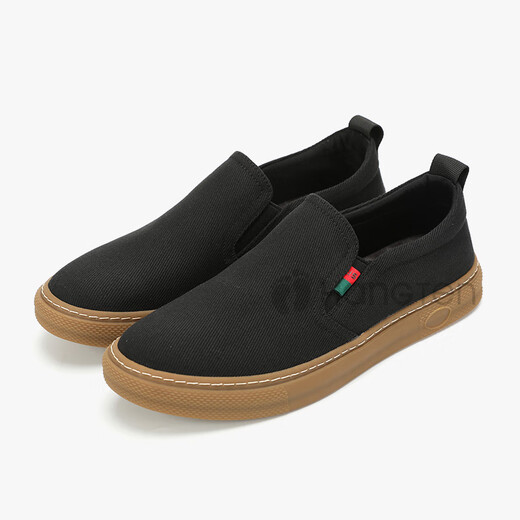 Accrochez dix chaussures en toile pour hommes 2025 Été Nouveau chaussures décontractées de pied pour hommes respirants pour hommes, chaussures de laziness Old Beijing Chaussures noires 42 (taille de chaussure en cuir)