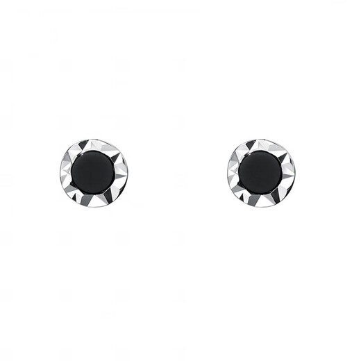 Guanpu Pavilion Fat Donglai's same style men's platinum earrings PT950 black agate men's and women's niche design no-removal platinum earrings platinum black agate earrings