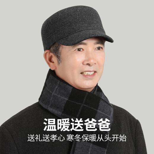 Hengyuanxiang Hut Winter Männer warme Mitte und ältere Wolle Flachhut plus Samt verdickte Ohrschutz alter Mann Baseballhut