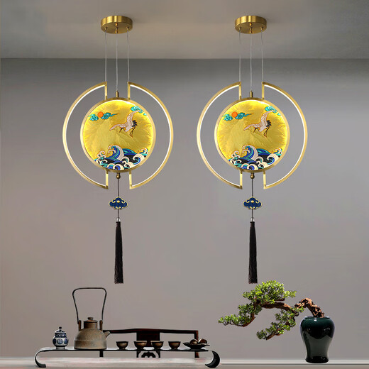 Nouveaux lustres en cuivre en cuivre complet Couleur en émail salon chambre à coucher de chambre à coucher zen de style chinois de style chinois lampe d'allée 6189 Black Frothbing Gold [matériau en cuivre complet]