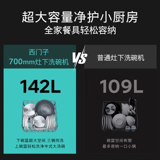 Siemens household fully automatic built-in dishwasher 14 sets installed under the large-capacity stove, intelligent door-opening drying, five-star disinfection and sterilization, 96 hours storage SE43EB28KC