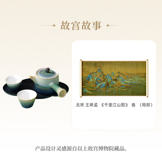 Forbidden City Culture Impression Qianli Jiangshan Tea Set Complete Tea Set Palace Museum Cultural and Creative Gift Birthday Gift Gift Box Set of 5