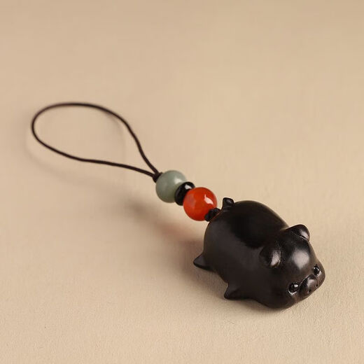 [Flagship store same origin] Ebony wood lucky pig key chain hanging decoration mobile phone chain car pendant peace cultural relics gift red sandalwood pig pendant