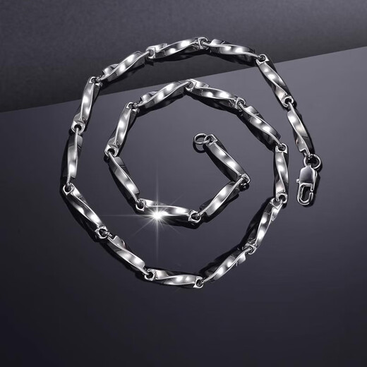 MZMZ platinum necklace men's pt950 platinum hip-hop diamond-shaped melon seed chain temperament accessories birthday gift for boyfriend and girlfriend local warehouse next day delivery - light luxury Mobius necklace - 55cm