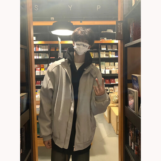 鲁雅尔美式潮流复古cleanfit毛呢夹克男春秋季百搭高街气质高级外套上衣 灰色 2XL