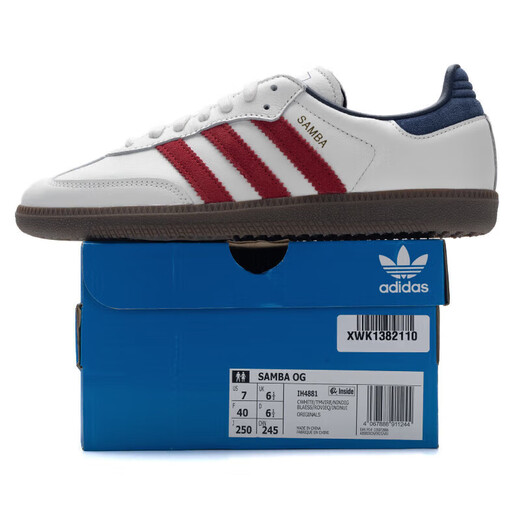 Adidas (adidas) Clover men's shoes and women's shoes 25 summer new SAMBA sneakers fashionable T-toe shoes low top casual couple's shoes IH4881/bright white/victory red/deep indigo 39