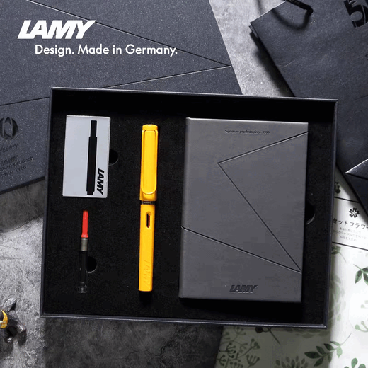 LAMY Deutscher echter Lingmei-Füllfederhalter Hunter Business-Notizbuch, High-End-Geschenkbox, Geschenk für Unternehmen, individuelles Geschenk, mattschwarz, EF-Spitze 0,5 mm – (High-End-Notizbuch-Geschenkbox)