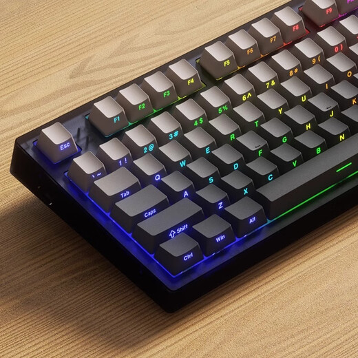 腹灵mk870黑莓侧刻机械键盘蓝牙有线无线蓝牙客制化电脑游戏静音办公 【单模】黑曜石+微尘侧刻键帽 水蜜桃轴【静音轴体】