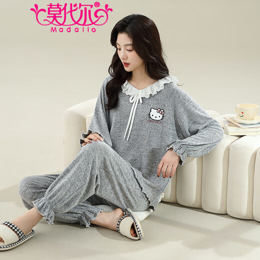 MODAL 2025 Nouveau pyjamas de dessins animés pour les femmes au printemps et à l'automne Coton pantalon à manches longues douces vêtements pour deux pièces d'été.
