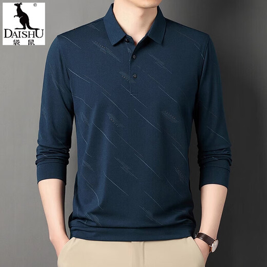 
Kangaroo (DAISHU) Spring and Autumn Long Sleeve T-shirt Men's Top 2024 New Middle-aged Casual Men's Lapel Dad Casual T-shirt JXFXL1160-826 Black M 165 95-115Jin [Jin equals 0.5 kg]