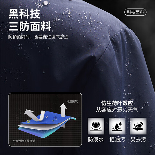 HECHTER business casual jacket men's three-proof old money style spring and autumn jacket easy care stand collar high-end executive new style royal blue three-proof style XL (52)