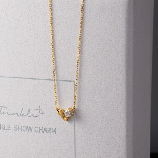 Kechu 18K gold love diamond necklace gold necklace jewelry light luxury laboratory real diamond gemstone for women 18K gold love color cultured diamond necklace-38+5cm