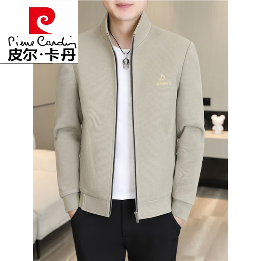 Pierre Cardin Jacke Herren Frühling und Herbst Casual Jacket Trendy Herren 2025 New Youth Spring Windbreaker High-End-Revers-Top Gray 695 3xL etwa 150-165 Jin [Jin ist gleich 0,5 kg]